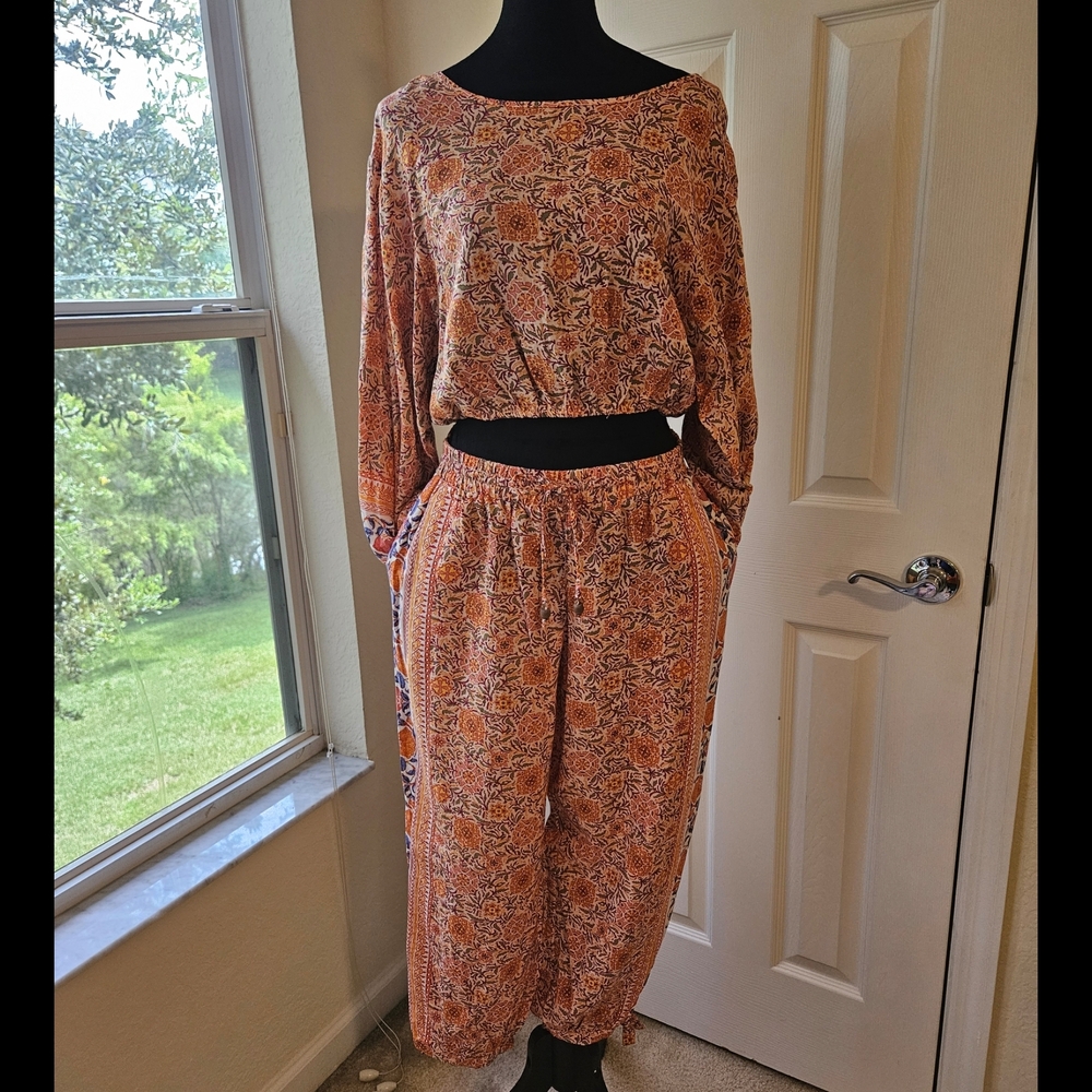 Rachel Zoe Floral Orange Women's Top ONLY-Size Medium